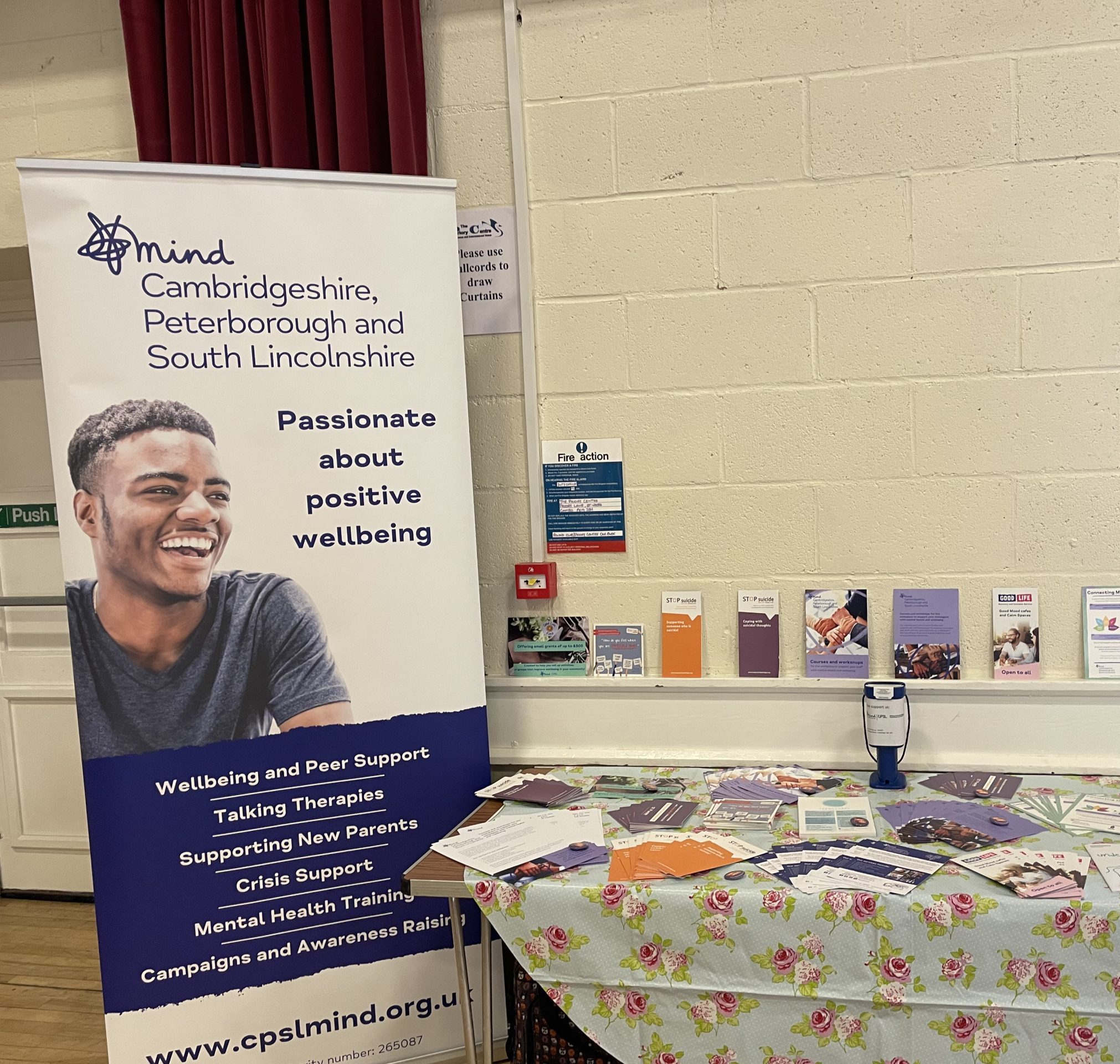 CPSL Mind banner with a table full of leaflets