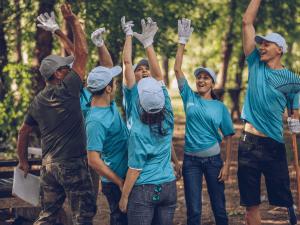 A group of volunteers 